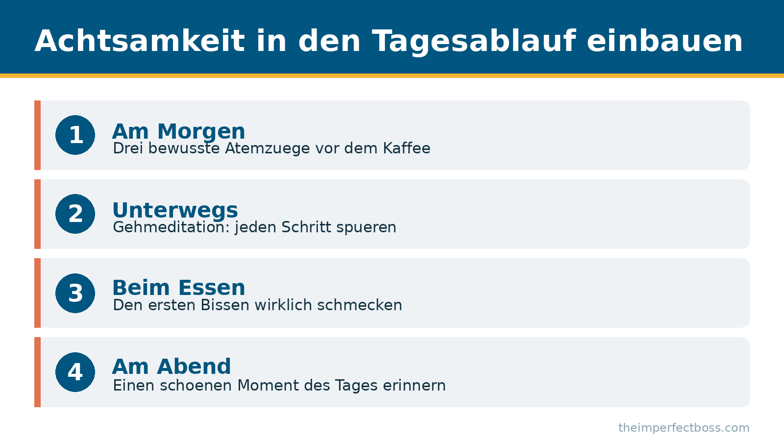 Infografik: Achtsamkeit in den Tagesablauf einbauen